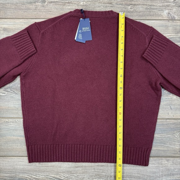 Polo Ralph Lauren Women's Burgundy Crest Logo Knit Wool Sweater Size Large NEW - Picture 8 of 11